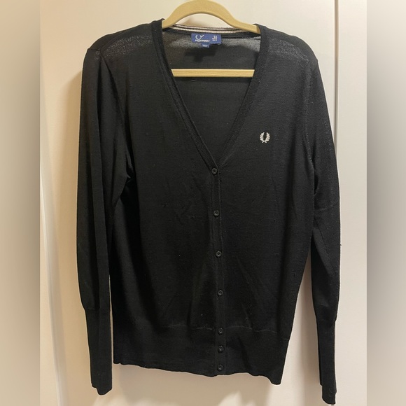 Fred Perry V Neck Lightweight merino cardigan women’s 12 - Picture 1 of 5